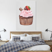 Stomme aardbeienbrood in Waterverf Canvas Afdruk (Insitu (Slaapkamer))