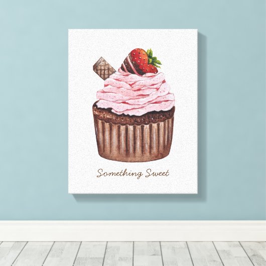 Stomme aardbeienbrood in Waterverf Canvas Afdruk (Insitu (Houten vloer))