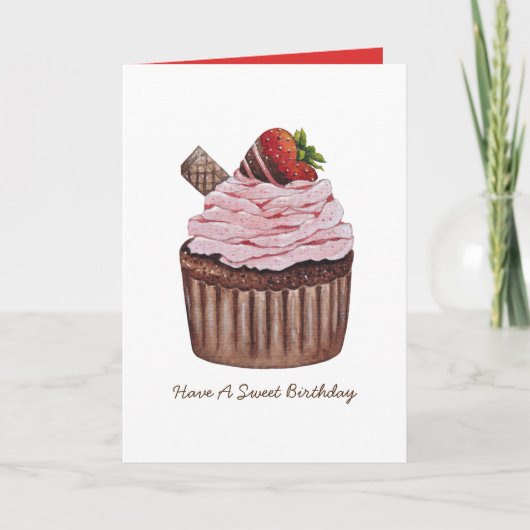 Stomme aardbeienbrood in Waterverf Kaart (Voorkant)