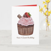 Stomme aardbeienbrood in Waterverf Kaart (Gele Bloem)