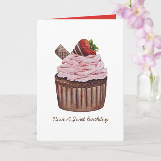 Stomme aardbeienbrood in Waterverf Kaart