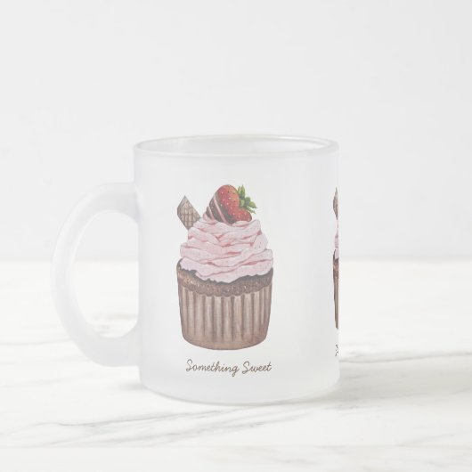 Stomme aardbeienbrood in Waterverf Matglas Koffiemok (Links)