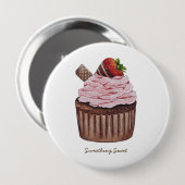 Stomme aardbeienbrood in Waterverf Ronde Button 4,0 Cm (Voorkant /achterkant)