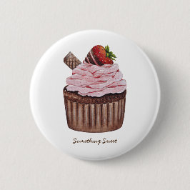 Stomme aardbeienbrood in Waterverf Ronde Button 5,7 Cm