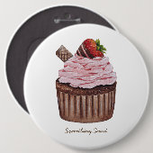 Stomme aardbeienbrood in Waterverf Ronde Button 6,0 Cm (Voorkant /achterkant)