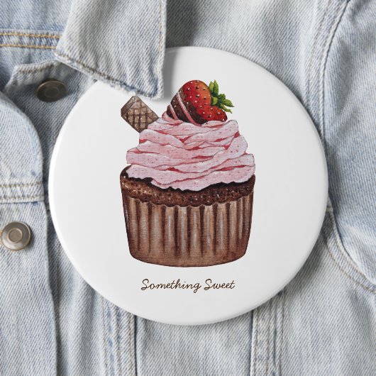 Stomme aardbeienbrood in Waterverf Ronde Button 6,0 Cm (In situ)