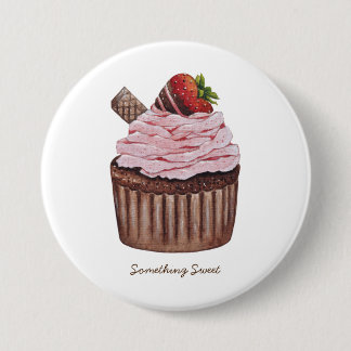 Stomme aardbeienbrood in Waterverf Ronde Button 7,6 Cm
