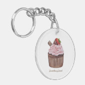 Stomme aardbeienbrood in Waterverf Sleutelhanger (Voorkant Links)