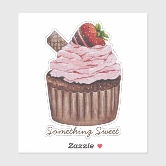 Stomme aardbeienbrood in Waterverf Sticker (Vel)