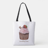 Stomme aardbeienbrood in Waterverf Tote Bag (Achterkant)