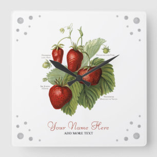Stomme  aardbeienvariëteiten Jouw naam toevoegen Vierkante Klok