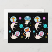 Stomme astronautdieren die in de ruimte zweven briefkaart (Voorkant / Achterkant)