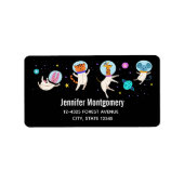 Stomme astronautdieren die in de ruimte zweven etiket (Voorkant)