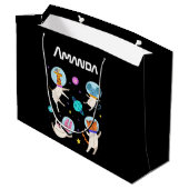 Stomme astronautdieren die in de ruimte zweven groot cadeauzakje (Achterkant Gekanteld)