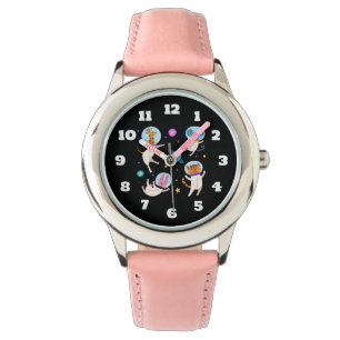 Stomme astronautdieren die in de ruimte zweven horloge