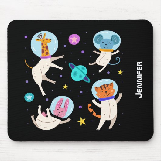Stomme astronautdieren die in de ruimte zweven muismat (Voorkant)
