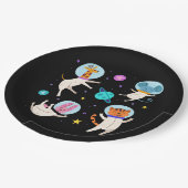 Stomme astronautdieren die in de ruimte zweven papieren bordje (Gekanteld)