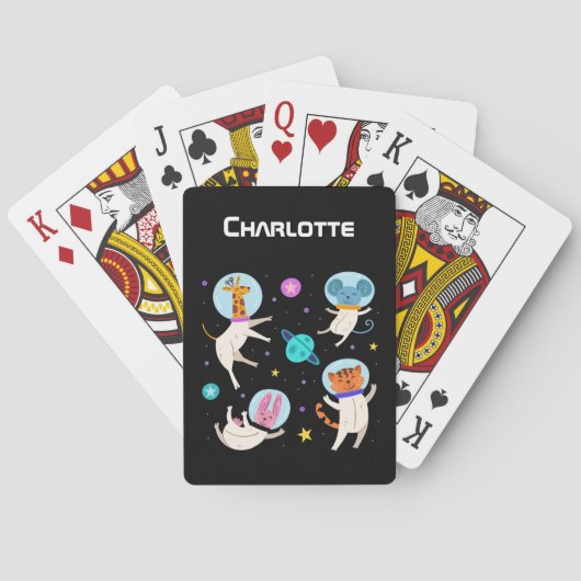 Stomme astronautdieren die in de ruimte zweven pokerkaarten (Achterkant)