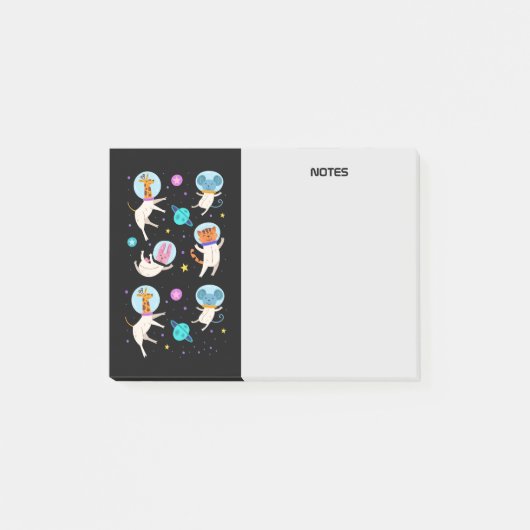 Stomme astronautdieren die in de ruimte zweven post-it® notes (Voorkant)