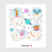 Stomme astronautdieren die in de ruimte zweven sticker (Vel)