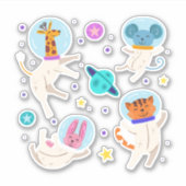 Stomme astronautdieren die in de ruimte zweven sticker (Voorkant)