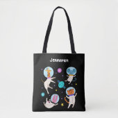 Stomme astronautdieren die in de ruimte zweven tote bag (Voorkant)