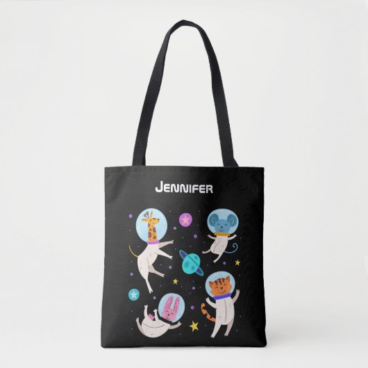 Stomme astronautdieren die in de ruimte zweven tote bag (Voorkant)