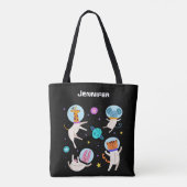 Stomme astronautdieren die in de ruimte zweven tote bag (Achterkant)