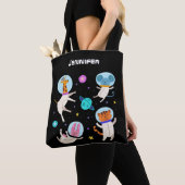 Stomme astronautdieren die in de ruimte zweven tote bag (Dichtbij)