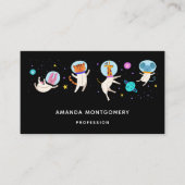 Stomme astronautdieren die in de ruimte zweven visitekaartje (Voorkant)