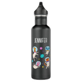 Stomme astronautdieren die in de ruimte zweven waterfles 