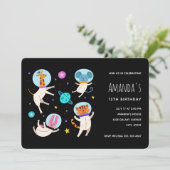 Stomme astronautdieren die in de ruimtevaart zweve kaart (Staand voorkant)