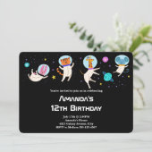 Stomme astronautdieren die in de ruimtevaart zweve kaart (Staand voorkant)