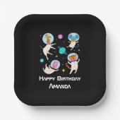 Stomme astronautdieren die in de ruimtevaart zweve papieren bordje (Voorkant)