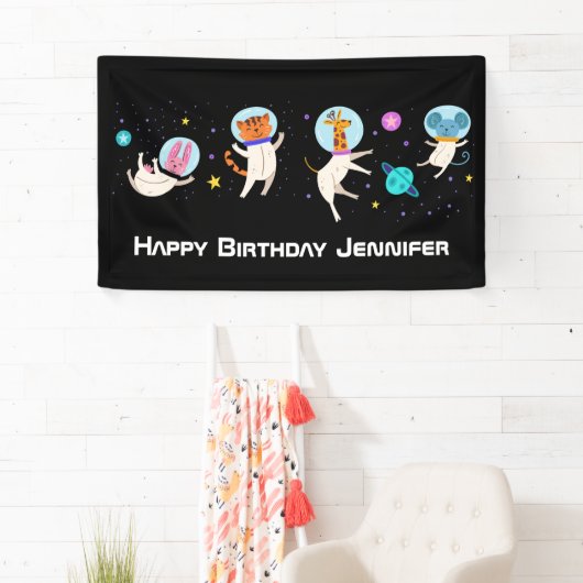 Stomme astronauten in de ruimte op zaterdag spandoek (Insitu)