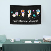 Stomme astronauten in de ruimte op zaterdag spandoek (Beurs)