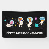 Stomme astronauten in de ruimte op zaterdag spandoek (Horizontaal)