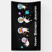 Stomme astronauten in de ruimte op zaterdag spandoek (Verticaal)