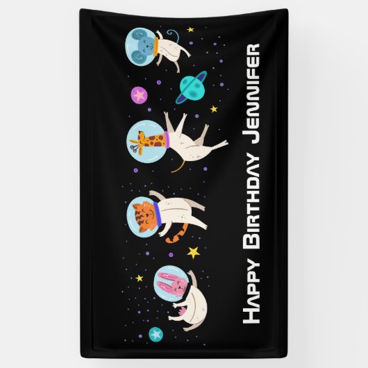 Stomme astronauten in de ruimte op zaterdag spandoek (Verticaal)