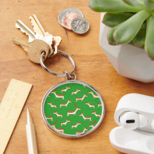 Stomme Baby Deer en Familie op Light Green Sleutelhanger