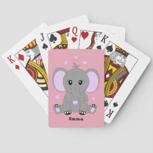 Stomme baby olifant in roze voor meisjes pokerkaarten