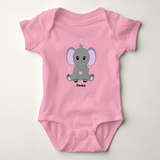 Stomme baby olifant in roze voor meisjes romper (Voorkant)