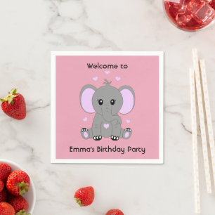 Stomme baby olifant in roze voor meisjes servet