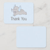 Stomme baby olifant met blauw potlood Hartelijk da Informatiekaartje (Voorkant / Achterkant)