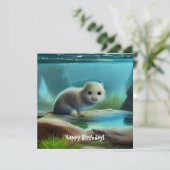 Stomme baby otter in bekkens - verpersoonlijking g kaart (Staand voorkant)