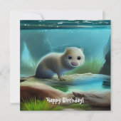 Stomme baby otter in bekkens - verpersoonlijking g kaart (Voorkant)