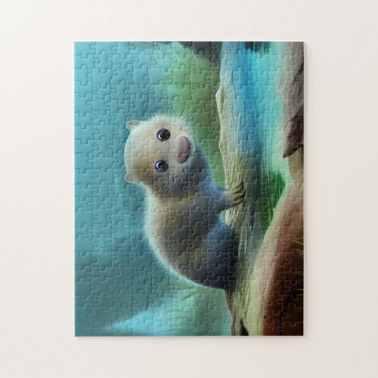 Stomme baby otter in vijver - legpuzzel (Verticaal)