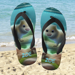 Stomme baby otter in vijver - personaliseerbaar kinder teenslippers