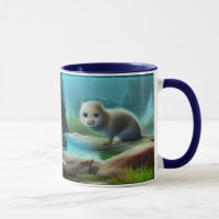 Stomme baby otter in vijver - personaliseerbaar