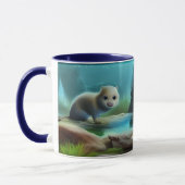 Stomme baby otter in vijver - personaliseerbaar mok (Links)